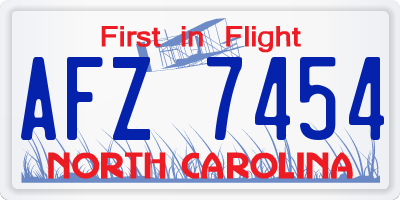 NC license plate AFZ7454