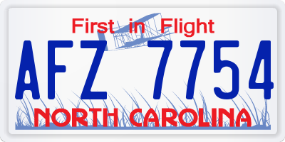 NC license plate AFZ7754