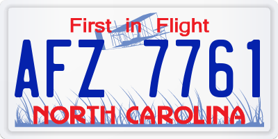 NC license plate AFZ7761