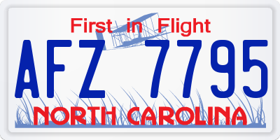 NC license plate AFZ7795