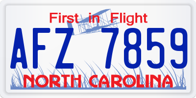NC license plate AFZ7859