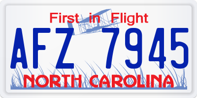 NC license plate AFZ7945