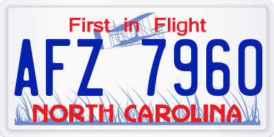 NC license plate AFZ7960