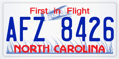 NC license plate AFZ8426