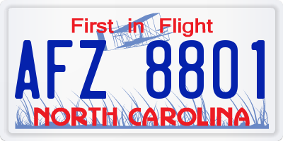 NC license plate AFZ8801
