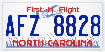 NC license plate AFZ8828