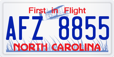 NC license plate AFZ8855