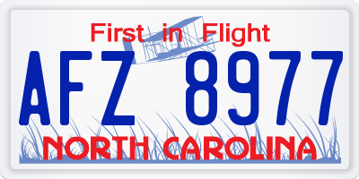 NC license plate AFZ8977