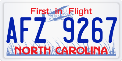 NC license plate AFZ9267