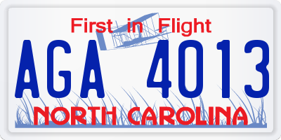 NC license plate AGA4013