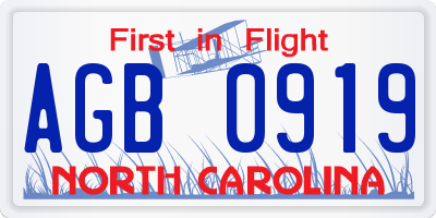 NC license plate AGB0919