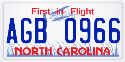 NC license plate AGB0966