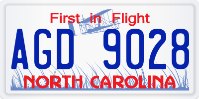 NC license plate AGD9028