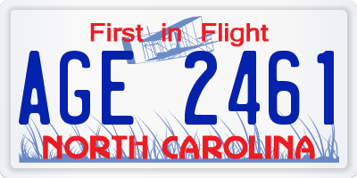NC license plate AGE2461
