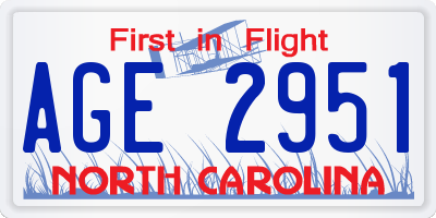 NC license plate AGE2951