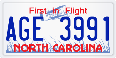 NC license plate AGE3991