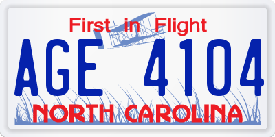 NC license plate AGE4104