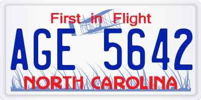 NC license plate AGE5642