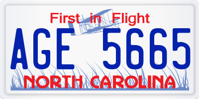 NC license plate AGE5665
