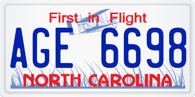 NC license plate AGE6698