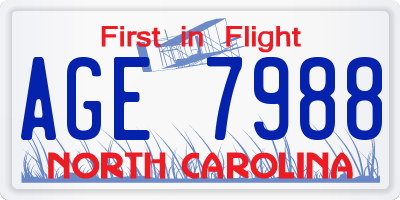 NC license plate AGE7988