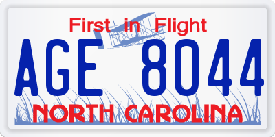NC license plate AGE8044