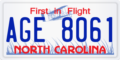 NC license plate AGE8061