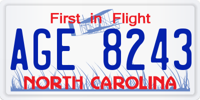 NC license plate AGE8243