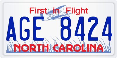 NC license plate AGE8424