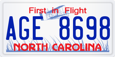 NC license plate AGE8698
