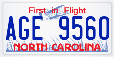 NC license plate AGE9560