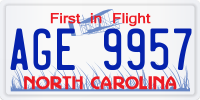 NC license plate AGE9957