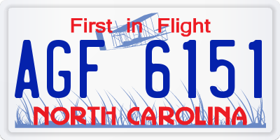 NC license plate AGF6151