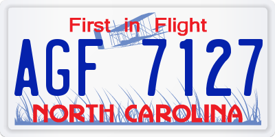 NC license plate AGF7127