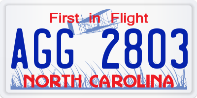 NC license plate AGG2803