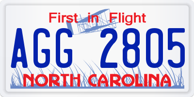 NC license plate AGG2805