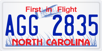 NC license plate AGG2835