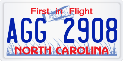 NC license plate AGG2908