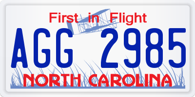 NC license plate AGG2985