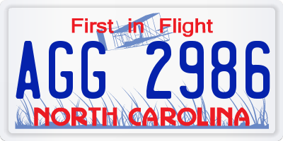 NC license plate AGG2986