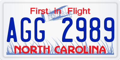 NC license plate AGG2989
