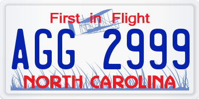 NC license plate AGG2999