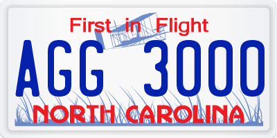 NC license plate AGG3000