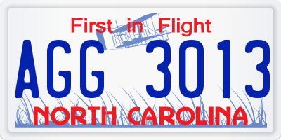 NC license plate AGG3013