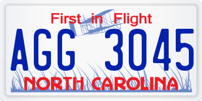 NC license plate AGG3045