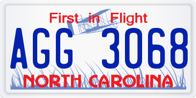 NC license plate AGG3068