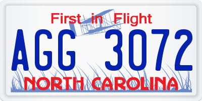 NC license plate AGG3072