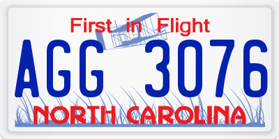 NC license plate AGG3076