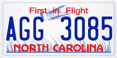 NC license plate AGG3085