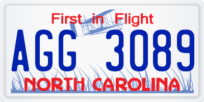 NC license plate AGG3089